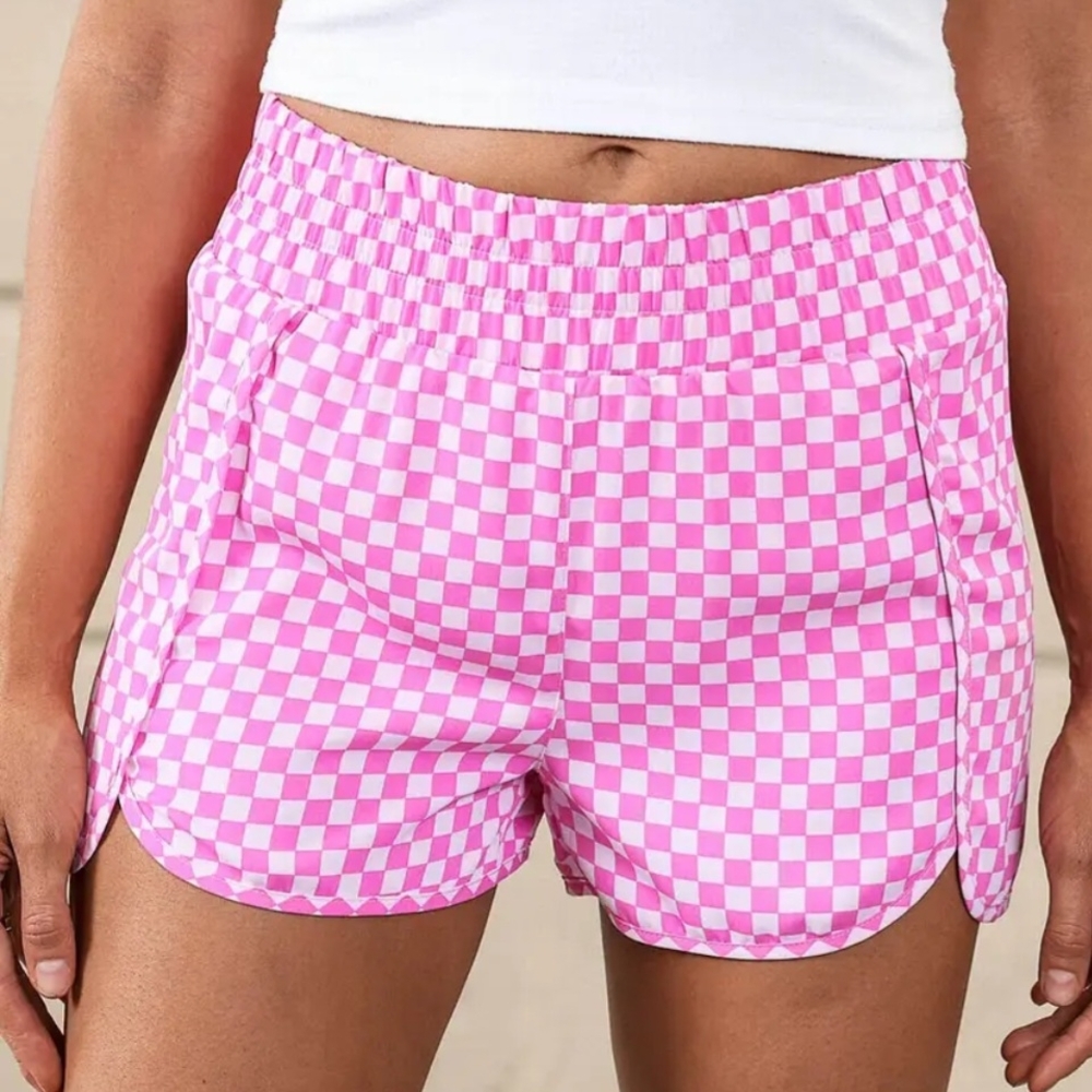 Pink Checkered Women's Shorts